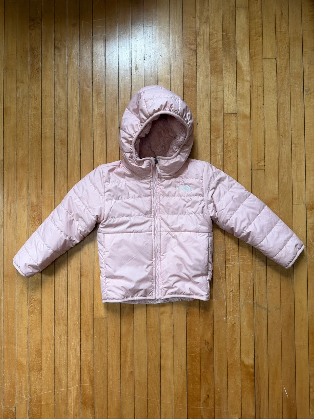 The North Face Reversible Mossbud Swirl Hooded Puffer Jacket Toddler Girls 3T